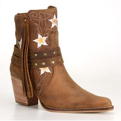 Bota Country Feminina Bico Fino Cano Curto Couro C... - JM Country