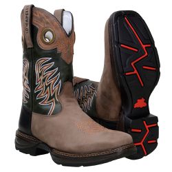 Bota Texana Masculina Bico Quadrado Couro Legítimo... - JM Country