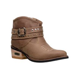 Bota Country Feminina Cano Curto Com Fivelas Couro... - JM Country