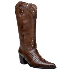 Bota Texana Feminina Casco de Tatu Bico Fino Couro... - JM Country