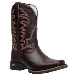 Bota Texana Masculina Couro Crazy Horse Café Solad... - JM Country