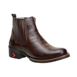 Botina Masculina Couro Legítimo Floater Café Bico ... - JM Country