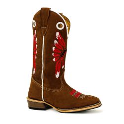 Bota Texana Carrapeta Couro Legítimo Nobuck Castor... - JM Country