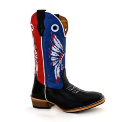 Bota Texana Masculina Bico Quadrado Couro Legítimo... - JM Country