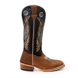 Bota Texana Carrapeta Couro Nobuck e Mustang Preto... - JM Country