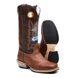 Bota Texana Carrapeta Couro Mustang Chocolate e Ca... - JM Country