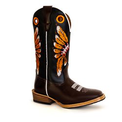Bota Texana Masculina Couro Legítimo Mustang Café ... - JM Country