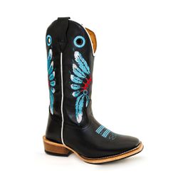 Bota Texana Carrapeta Couro Mustang Preto Bordado ... - JM Country