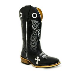 Bota Texana Masculina Couro Legítimo Látego Preto ... - JM Country
