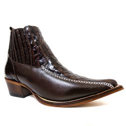 Botina Country Masculina Bico Fino Couro Bovino Le... - JM Country