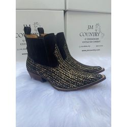 Botina Bico Fino Masculina Couro Bovino Legítimo N... - JM Country