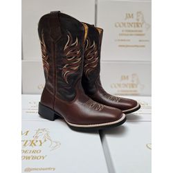 Bota Texana Masculina Bico Quadrado Couro Legítimo... - JM Country