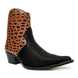 Botina Country Masculina Bico Fino Couro Bovino Cr... - JM Country