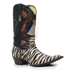 Bota Texana Masculina Bico Fino Couro Pelo Zebra e... - JM Country