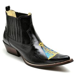 Bota Country Masculina Cano Curto Couro Floater Pr... - JM Country