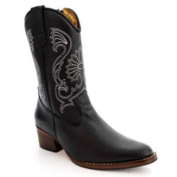 Bota Texana Cano Médio Feminina Country Couro Legí... - JM Country