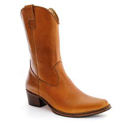 Bota Texana Feminina Cano Médio Couro Bovino Legít... - JM Country