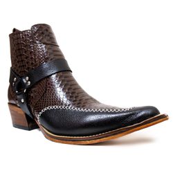 Botina Country Masculina Bico Fino Couro Bovino Le... - JM Country