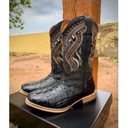 Bota Texana Masculina Bico Quadrado Couro Exótico ... - JM Country