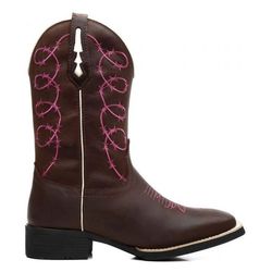 Bota Texana Country Feminina Bico Quadrado Couro B... - JM Country