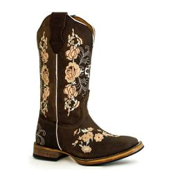 Bota Texana Country Feminina Bico Quadrado Couro B... - JM Country