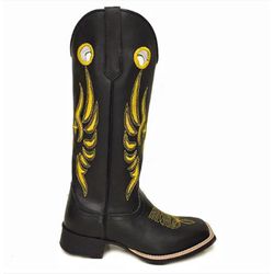 Bota Texana Masculina Couro Legítimo Látego Preto ... - JM Country