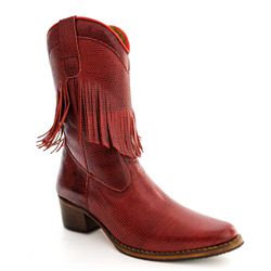 Bota Country Feminina de Franja Cano Médio Couro B... - JM Country