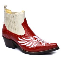 Botina Country Masculina Bico Fino Couro Bovino Le... - JM Country