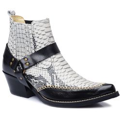 Botina Country Masculina Bico Fino Couro Bovino An... - JM Country
