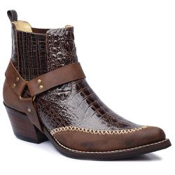 Botina Country Masculina Bico Fino Couro Bovino Du... - JM Country