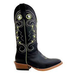 Bota Texana Masculina Couro Legítimo Látego Preto ... - JM Country