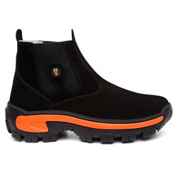 Botina Masculina Couro Nobuck Preto Laranja Johnca... - JOHNCAT