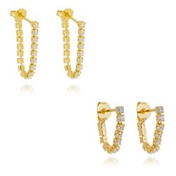 Kit Brinco Riviera Cristal Banhado a Ouro 18k - Karina Abdalla Pratas