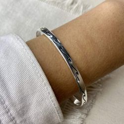 Bracelete Unissex Onda Prata 925 - Karina Abdalla Pratas