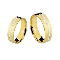 Alianças de Ouro Amarelo e Branco 18k Parma 6.0mm - AL530 - Joias Ditalia