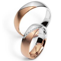 Alianças de Ouro Branco e Rose 18k Terni Abaulada 5.5mm - AL587 - Joias Ditalia