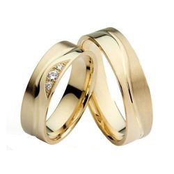 Alianças de Ouro Amarelo 18k Bergamo Reta 6.0mm - AL552 - Joias Ditalia