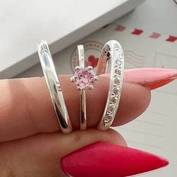 909 - Combo + Trio Alianças Baratas Ananindeua 2,5mm Solitário Rosa - Joias MB Loja Oficial