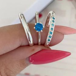 559 - Combo + Trio Alianças Baratas Aracaju 2,5mm Solitário Azul - Joias MB Loja Oficial