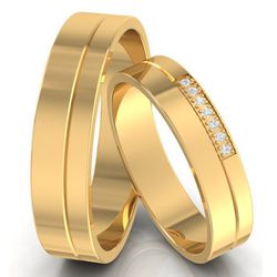 5964 - Alianças de Casamento Dourados - Joias MB Loja Oficial