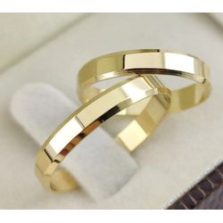 8001 - Alianças de Casamento Ouro 18k Chanfrada - 3mm - ❤️ Joias MB Loja Oficial