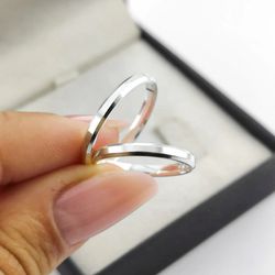 3056 - Alianças de Prata Chanfrada Fininha Goiânia - 2mm - ❤️ Joias MB Loja Oficial