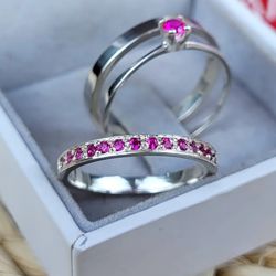 897 - Combo + Trio de Alianças de Prata Suzano 2,5mm Solitário Rosa - Joias MB Loja Oficial