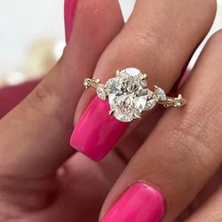 3451 - Anel de Noivado Santa Luzia Zircônias Oval - Joias MB Loja Oficial