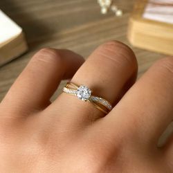 3352 - Anel de Noivado Aparecida de Goiânia Zircônias - Joias MB Loja Oficial