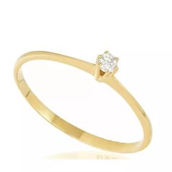 9986 - Anel de Ouro Solitário com Diamante de 5 Pts Goiânia - Joias MB