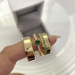 3742 - Combo + Trio De Alianças Senador Canedo Chanfrada 6mm + Anel Solitário Em Our... - Joias MB Loja Oficial