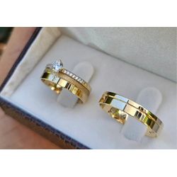 2224 - Conjunto + Aliança de Casamento Anápolis 4,5mm - Joias MB Loja Oficial