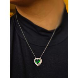 Conjunto Coração Riviera Verde - 1001CORIVGRPJ - JOLIPOA SEMIJOIAS