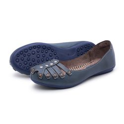 Sapatilha Feminina em Couro Azul 3001 Jota Flex - ... - JOTA FLEX CALÇADOS